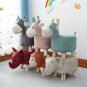 SOGA Beige Gray Children Bench Elephant Character Round Ottoman Stool Soft Small Seat Home Decor