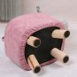 SOGA Beige Gray Children Bench Elephant Character Round Ottoman Stool Soft Small Seat Home Decor