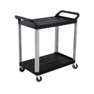 SOGA 2 Tier Food Trolley Cart Multifunctional Big Utility Service with wheels 845x430x940mm Black