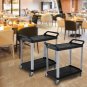 SOGA 2 Tier Food Trolley Cart Multifunctional Big Utility Service with wheels 845x430x940mm Black