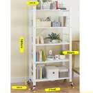 SOGA 5 Tier Steel White Foldable Multi-Functional Shelves Storage Organizer with Wheels