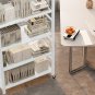 SOGA 5 Tier Steel White Foldable Multi-Functional Shelves Storage Organizer with Wheels