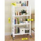 SOGA 4 Tier Steel White Foldable Multi-Functional Shelves Storage Organizer with Wheels