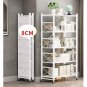 SOGA 4 Tier Steel White Foldable Multi-Functional Shelves Storage Organizer with Wheels