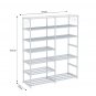SOGA 12-Shelf Tier Shoe Storage Shelf Space-Saving Caddy Rack Organiser with Side Hooks White