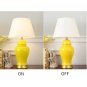 SOGA Oval Ceramic Table Lamp with Gold Metal Base Desk Lamp Yellow