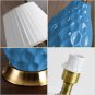 SOGA Textured Ceramic Oval Table Lamp with Gold Metal Base Blue