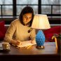 SOGA Textured Ceramic Oval Table Lamp with Gold Metal Base Blue
