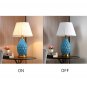 SOGA Textured Ceramic Oval Table Lamp with Gold Metal Base Blue