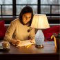 SOGA Textured Ceramic Oval Table Lamp with Gold Metal Base White
