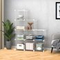 SOGA White Portable 9-Cube 3 Column Storage Organiser Foldable DIY Modular Grid Space Shelf 149cm