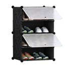 SOGA 4 Tier Shoe Rack Organizer Storage Stackable Stand Cabinet Portable Wardrobe with Cover