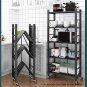 SOGA 5 Tier Steel Black Foldable Display Stand Multi-Functional Shelves Portable Storage Organizer