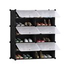 SOGA 6 Tier 2 Column Shoe Rack Organizer Storage Stackable Stand Cabinet Portable with Cover