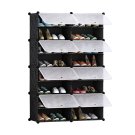 SOGA 8 Tier 2 Column Shoe Rack Organizer Storage Stackable Stand Cabinet Portable with Cover