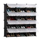 SOGA 8 Tier 3 Column Shoe Rack Organizer Storage Stackable Stand Cabinet with Cover