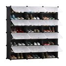 SOGA 8 Tier 3 Column Shoe Rack Organizer Storage Stackable Stand Cabinet with Cover