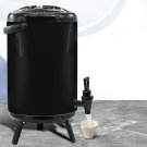SOGA 8L Stainless Steel Insulated Milk Tea Barrel Hot and Cold Beverage Dispenser with Faucet Black