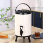 SOGA 8L Stainless Steel Insulated Milk Tea Barrel Hot and Cold Beverage Dispenser with Faucet White
