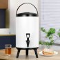 SOGA 8L Stainless Steel Insulated Milk Tea Barrel Hot and Cold Beverage Dispenser with Faucet White
