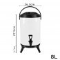 SOGA 8L Stainless Steel Insulated Milk Tea Barrel Hot and Cold Beverage Dispenser with Faucet White