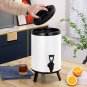 SOGA 8L Stainless Steel Insulated Milk Tea Barrel Hot and Cold Beverage Dispenser with Faucet White