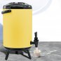 SOGA 14L Stainless Steel Insulated Milk Tea Barrel Hot and Cold Dispenser with Faucet Yellow