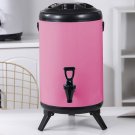 SOGA 14L Stainless Steel Insulated Milk Tea Barrel Hot and Cold Dispenser with Faucet Pink