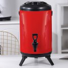 SOGA 16L Stainless Steel Insulated Milk Tea Barrel Hot and Cold Dispenser with Faucet Red