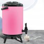 SOGA 16L Stainless Steel Insulated Milk Tea Barrel Hot and Cold Dispenser with Faucet Pink