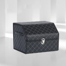 SOGA Leather Car Boot Collapsible Foldable Trunk Cargo Organizer Storage Box Black/White with Lock