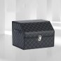 SOGA Leather Car Boot Collapsible Foldable Trunk Cargo Organizer Storage Box Black/White with Lock