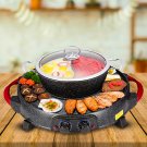 SOGA 2 in 1 Electric Stone Coated Teppanyaki Grill Plate Steamboat Hotpot