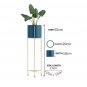 SOGA 2 Layer 65cm Gold Metal Plant Stand with Blue Flower Pot Holder Shelving Rack Indoor Display