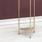 SOGA 2 Layer 65cm Gold Metal Plant Stand with Blue Flower Pot Holder Shelving Rack Indoor Display