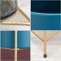 SOGA 2 Layer 65cm Gold Metal Plant Stand with Blue Flower Pot Holder Shelving Rack Indoor Display