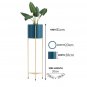 SOGA 2 Layer 81cm Gold Metal Plant Stand with Blue Flower Pot Holder Shelving Rack Indoor Display