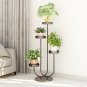 SOGA U Shaped Plant Stand Round Flower Pot Tray Living Room Display Black Metal Decorative Shelf