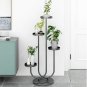 SOGA U Shaped Plant Stand Round Flower Pot Tray Living Room Display Black Metal Decorative Shelf