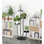 SOGA U Shaped Plant Stand Round Flower Pot Tray Living Room Display Black Metal Decorative Shelf