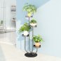 SOGA U Shaped Plant Stand Round Flower Pot Tray Living Room Display Black Metal Decorative Shelf