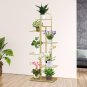 SOGA 7 Tier 8 Pots Gold Metal Plant Stand Flowerpot Display Shelf Rack Indoor Home Office Decor
