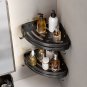 SOGA Black Wall-Mounted Bathroom Storage Corner Organiser Space Saving Shelf Rack with Hooks