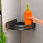 SOGA Black Wall-Mounted Bathroom Storage Corner Organiser Space Saving Shelf Rack with Hooks
