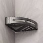 SOGA Black Wall-Mounted Bathroom Storage Corner Organiser Space Saving Shelf Rack with Hooks