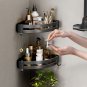 SOGA Black Wall-Mounted Bathroom Storage Corner Organiser Space Saving Shelf Rack with Hooks