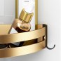 SOGA Gold Wall-Mounted Bathroom Storage Organiser Space Saving Shelf Rack with Hooks