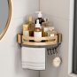 SOGA Silver Wall-Mounted Rectangular Bathroom Storage Organiser Space Saving Adhesive Shelf Rack