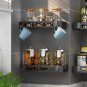 SOGA Black Wall-Mounted Rectangular Bathroom Storage Organiser Adhesive Shelf Rack with Hooks