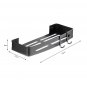 SOGA Black Wall-Mounted Rectangular Bathroom Storage Organiser Adhesive Shelf Rack with Hooks